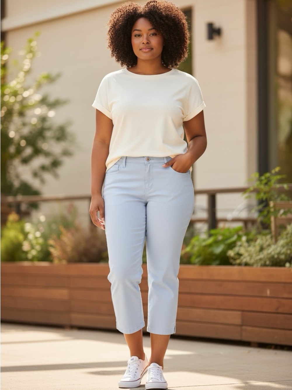 Talbots Hampshire Pale Blue Cropped Straight-Leg Pants